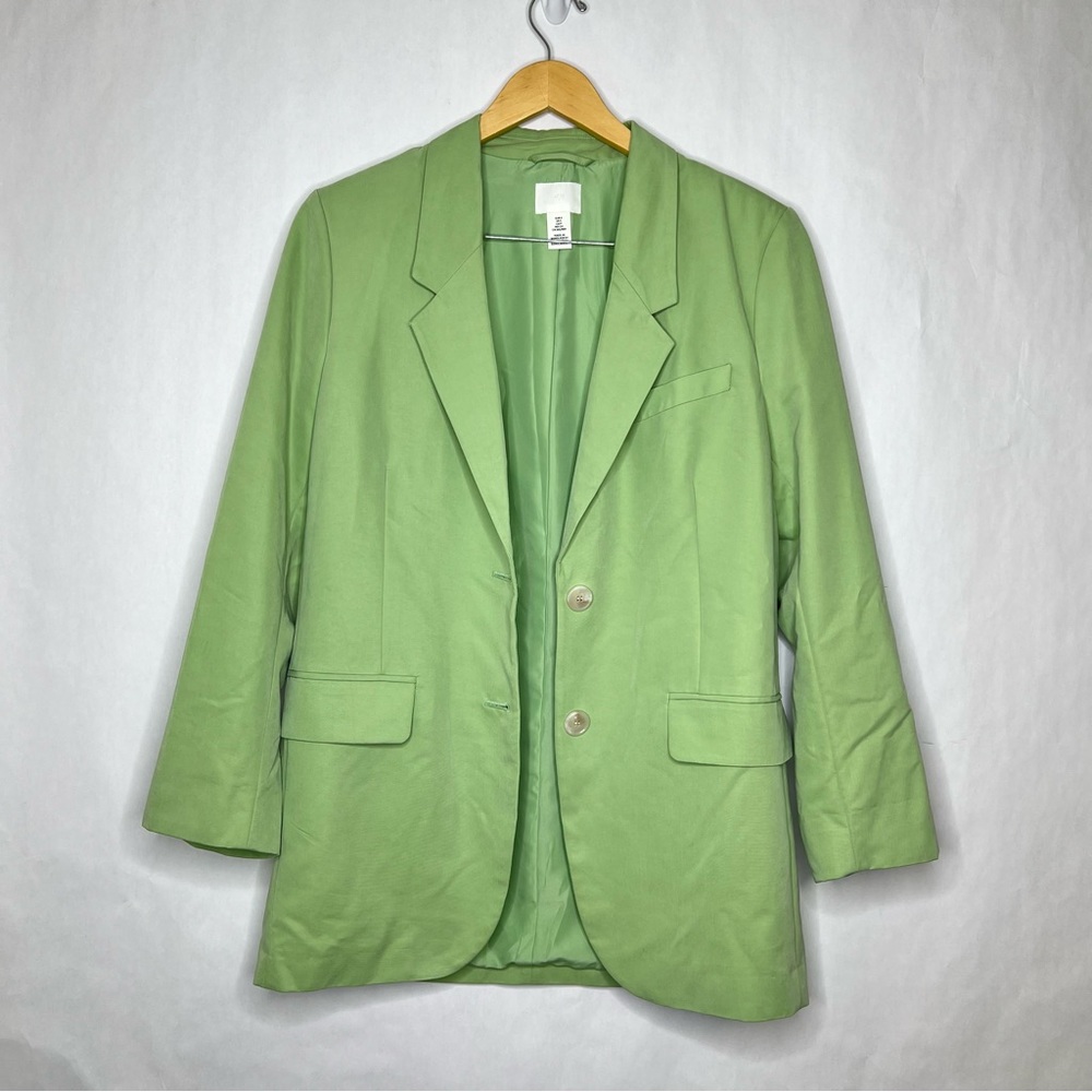 H&M BUNDLE Pastel Green Blazer, Ribbed Pencil Skirt, Striped Silk/Satin Dress